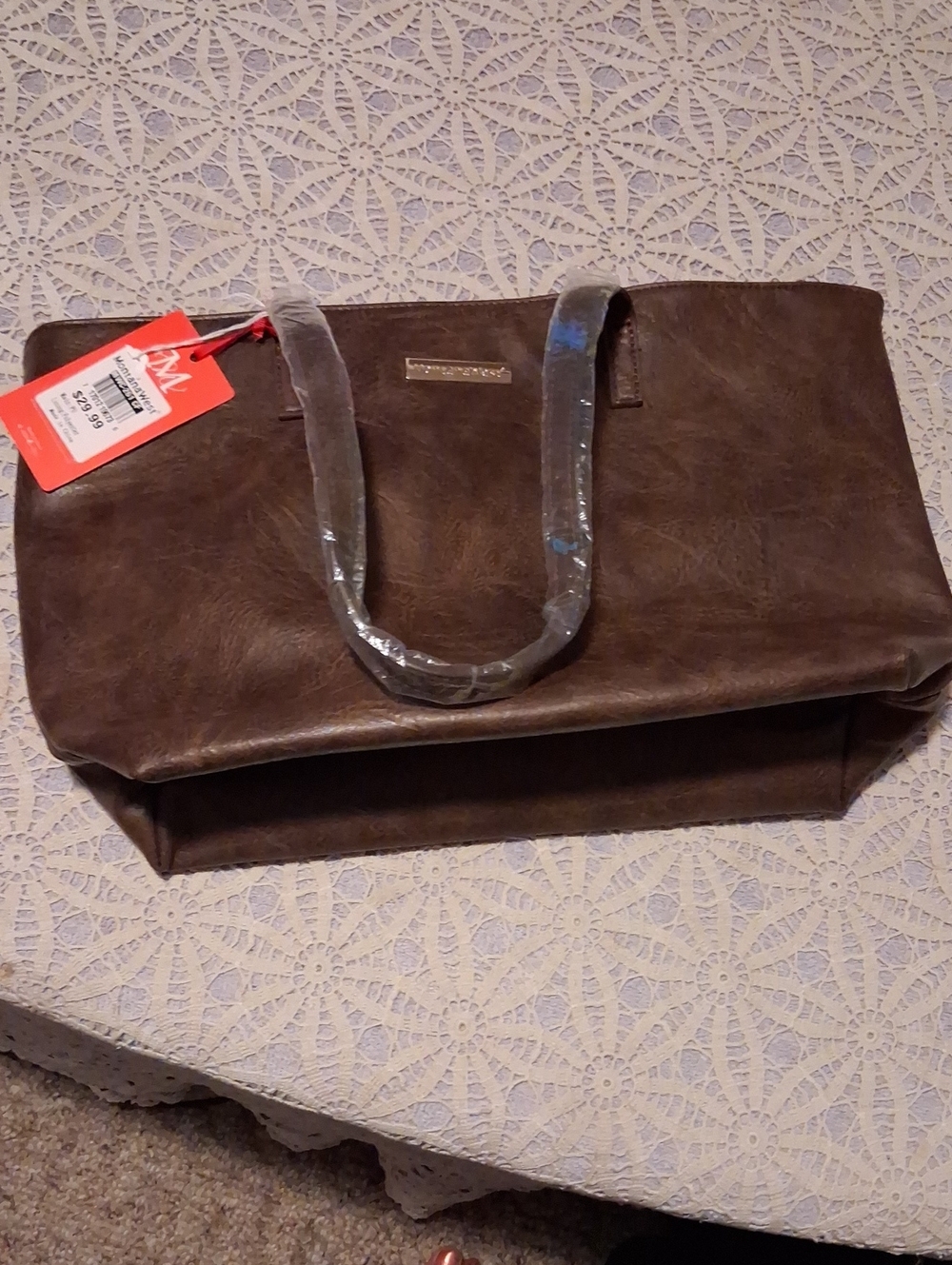 Montana West Brown Faux Leather Tote with Dual Shoulder Handles
